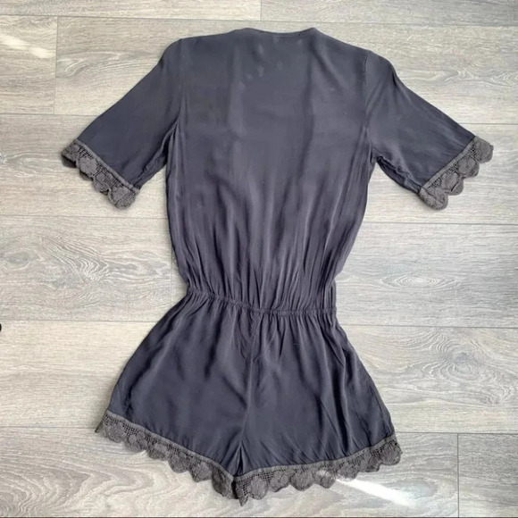 Revolve Blue Life Boho Romper Surplice Neck Crochet Lace Black Size Small - Picture 12 of 17